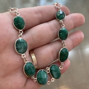 Pulsera de Esmeralda y Plata de Ley