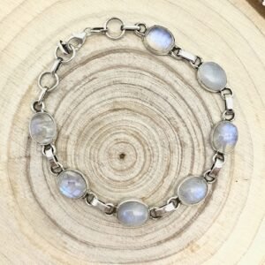 Pulsera de Piedra Luna y Plata de ley